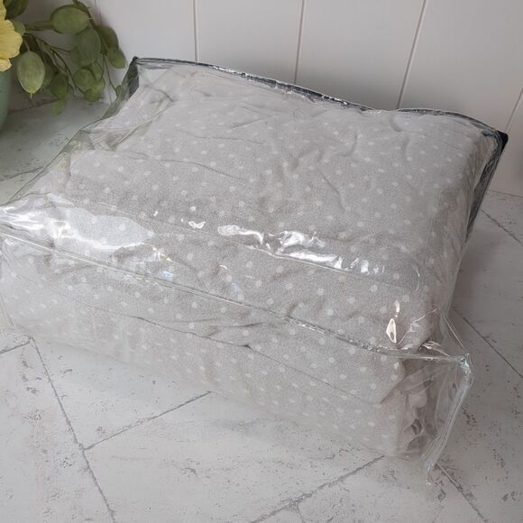 Tommy Hilfiger Flannel Sheet Set Queen Light Gray Polka Dot 100% Cotton - Picture 8 of 8